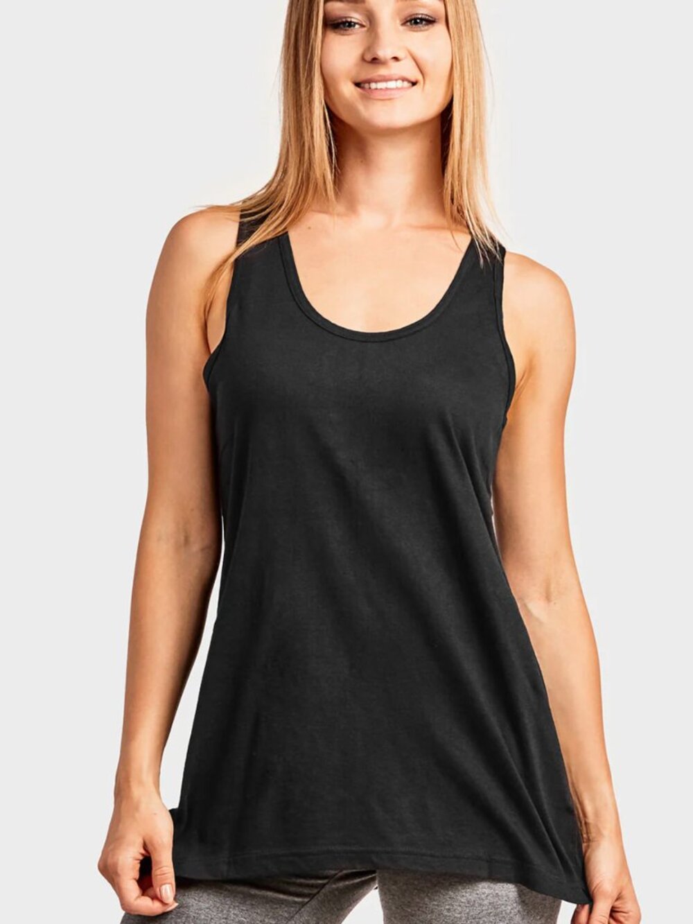 $5 SALE Women's Cotton Lightweight Solid Tank Top TT302 Black